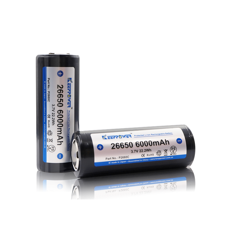 2 PACK 6000 mAh 26650 batteri fra KeepPower