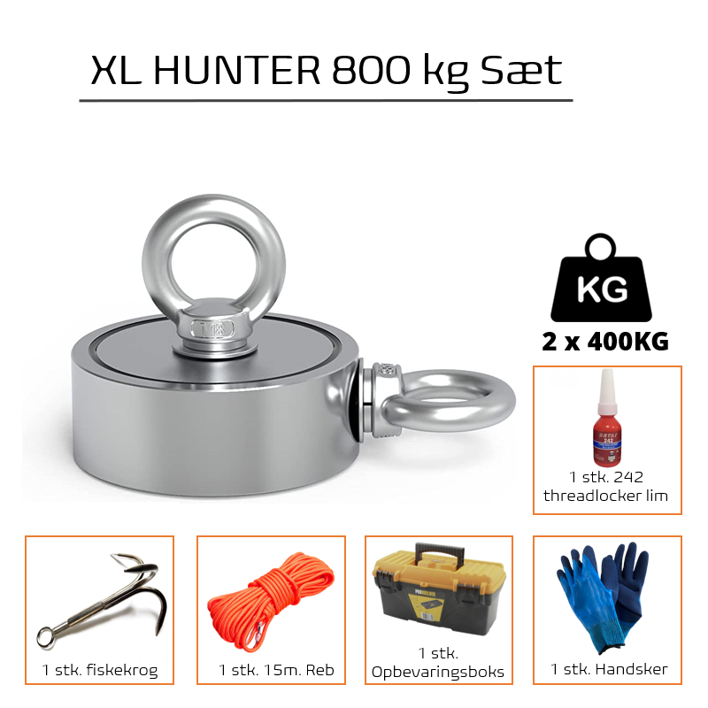 Fiskemagnet | Magnetfiskeri | XL Hunter m. 1000KG fiskemagnet