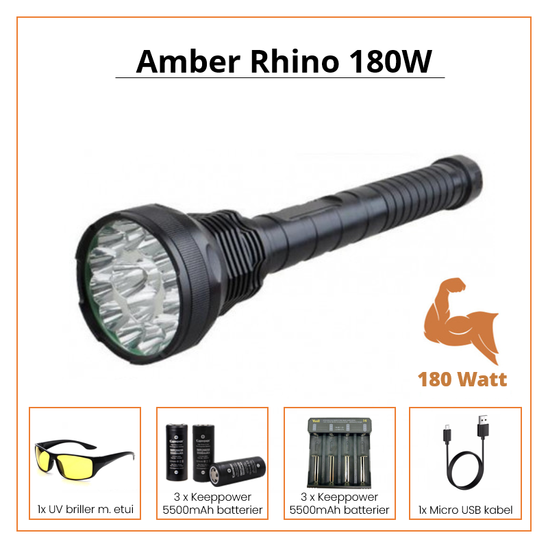 Kraftigste Ravlygte | DKs kraftigste ravlygte | Amber Rhino Pro 180W