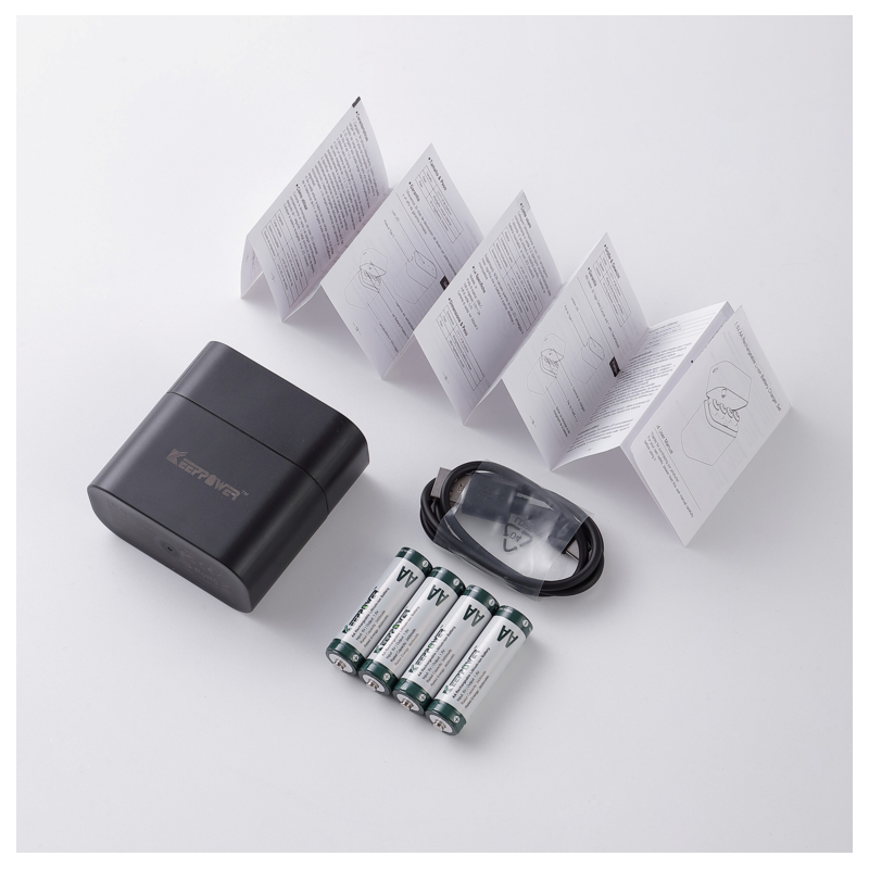 Keeppower i4 - Genopladelige AA batterier, 4 stk. inkl. oplader